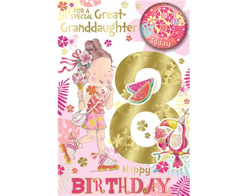 C75 GREAT GRANDDAUGHTER AGE 8 BADGED CARD 6S
