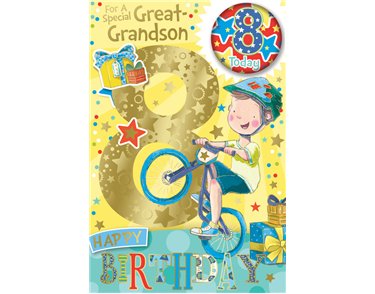 C75 GREAT GRANDSON AGE 8 BADGED CARD 6S
