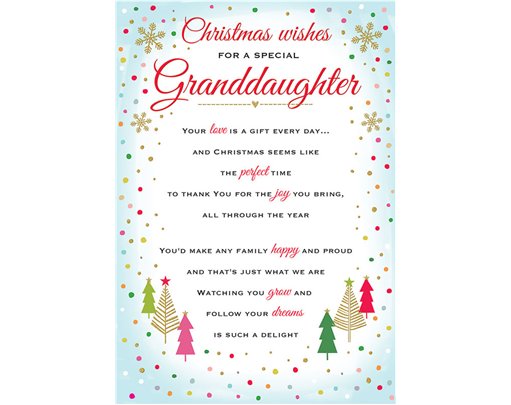 C75 GRANDDAUGHTER HEARTFELT WISHES XMAS 6S