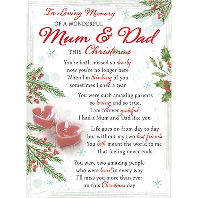 C35 MUM & DAD SPECIAL THOUGHTS XMAS GRAVESIDE CARD 6S