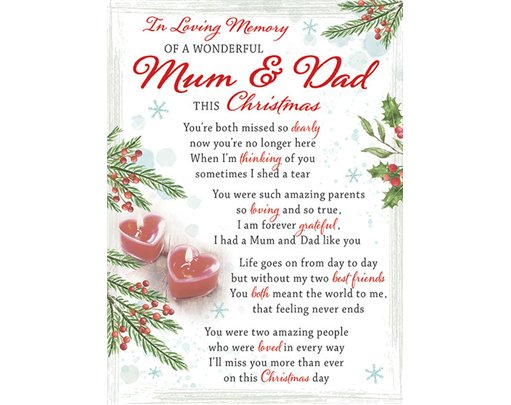 C35 MUM & DAD SPECIAL THOUGHTS XMAS GRAVESIDE CARD 6S