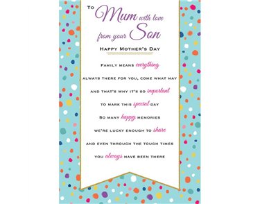 C75 MUM FROM SON HEARTFELT WISHES MOTHER'S DAY 6S