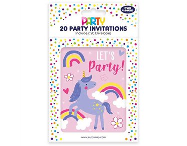 20PK UNICORN PARTY INVITATIONS