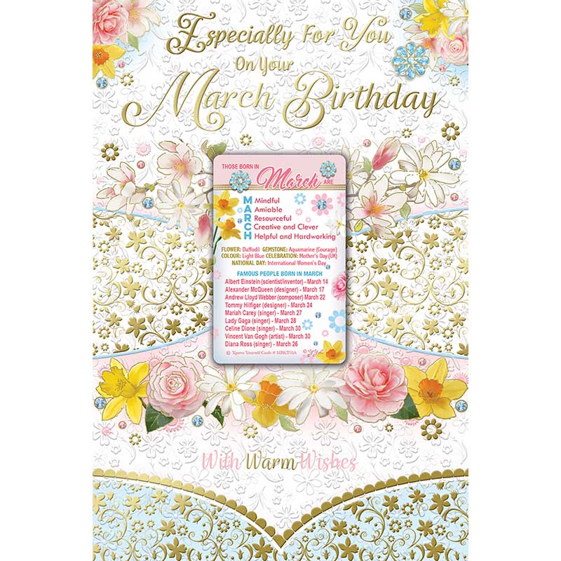 C75 MARCH BIRTHDAY WITH KEEPSAKE CARD 6S