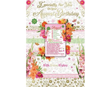 C75 AUGUST BIRTHDAY WITH KEEPSAKE CARD 6S