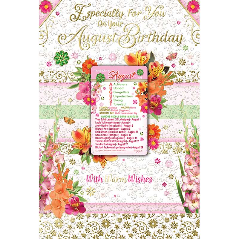 C75 AUGUST BIRTHDAY WITH KEEPSAKE CARD 6S