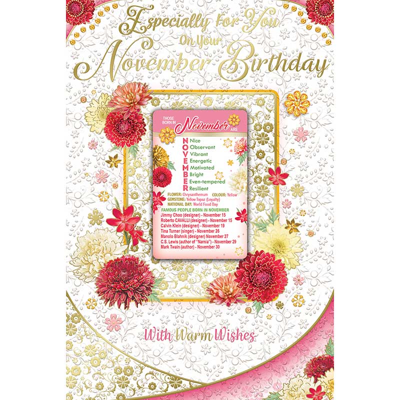 C75 NOVEMBER BIRTHDAY WITH KEEPSAKE CARD 6S
