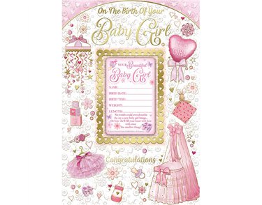 C75 BABY GIRL CONGRATS WITH KEEPSAKE CARD 6S