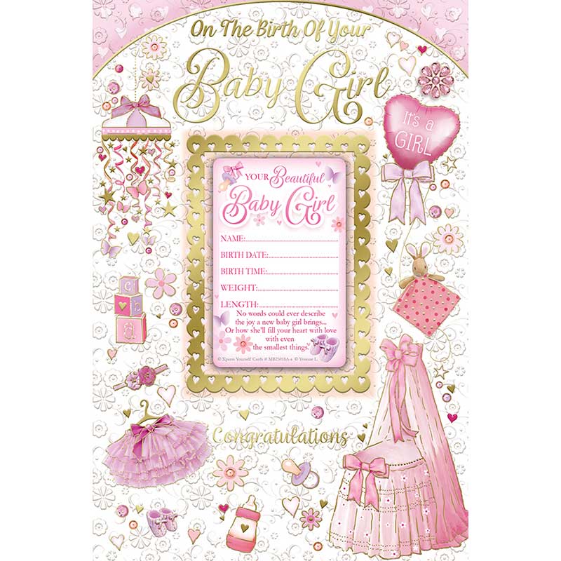 C75 BABY GIRL CONGRATS WITH KEEPSAKE CARD 6S