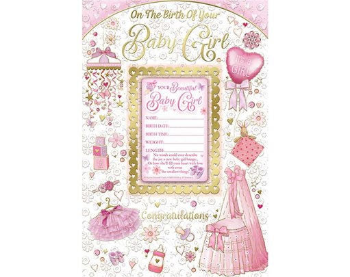 C75 BABY GIRL CONGRATS WITH KEEPSAKE CARD 6S