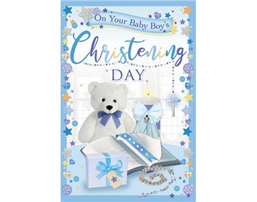 C75 CHRISTENING BOY TRAD ANIMATED CARD 6S