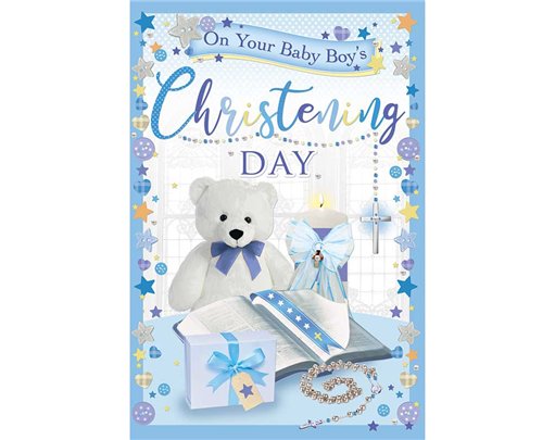 C75 CHRISTENING BOY TRAD ANIMATED CARD 6S