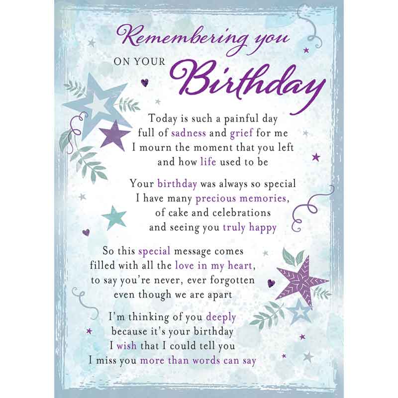 C35 REMEMBERING YOU ON YOUR BIRTHDAY MEMORIAL CARD 6S