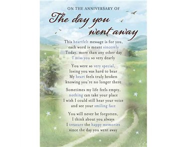 C35 THE DAY YOU WENT AWAY MEMORIAL CARD 6S