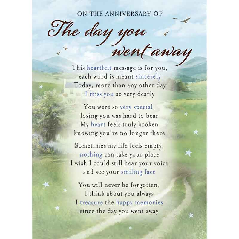 C35 THE DAY YOU WENT AWAY MEMORIAL CARD 6S