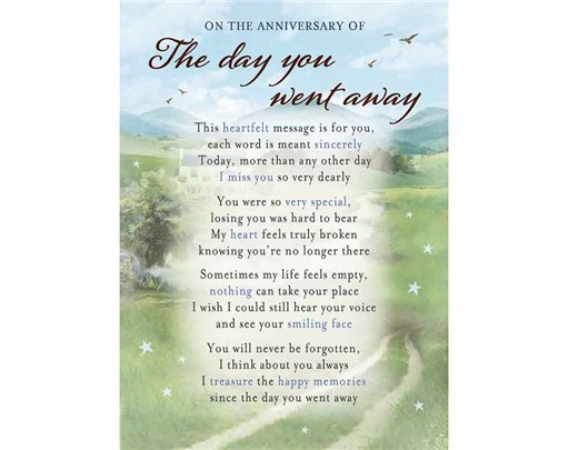 C35 THE DAY YOU WENT AWAY MEMORIAL CARD 6S