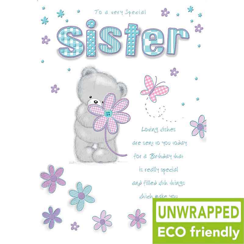 C75 BEAR HOLDING FLOWERS SISTER BIRTHDAY PICCADILLY 6S