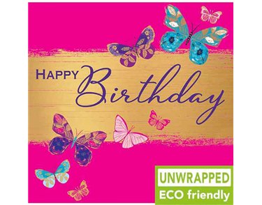 160mm SQ BUTTEFLIES ON PINK OPEN BIRTHDAY ELITE 6S