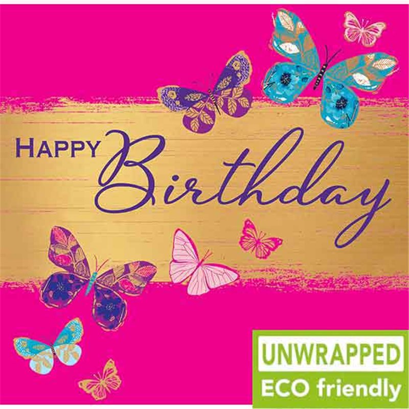 160mm SQ BUTTEFLIES ON PINK OPEN BIRTHDAY ELITE 6S