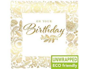 160mm SQ GOLD FLORAL OPEN BIRTHDAY ELITE 6S