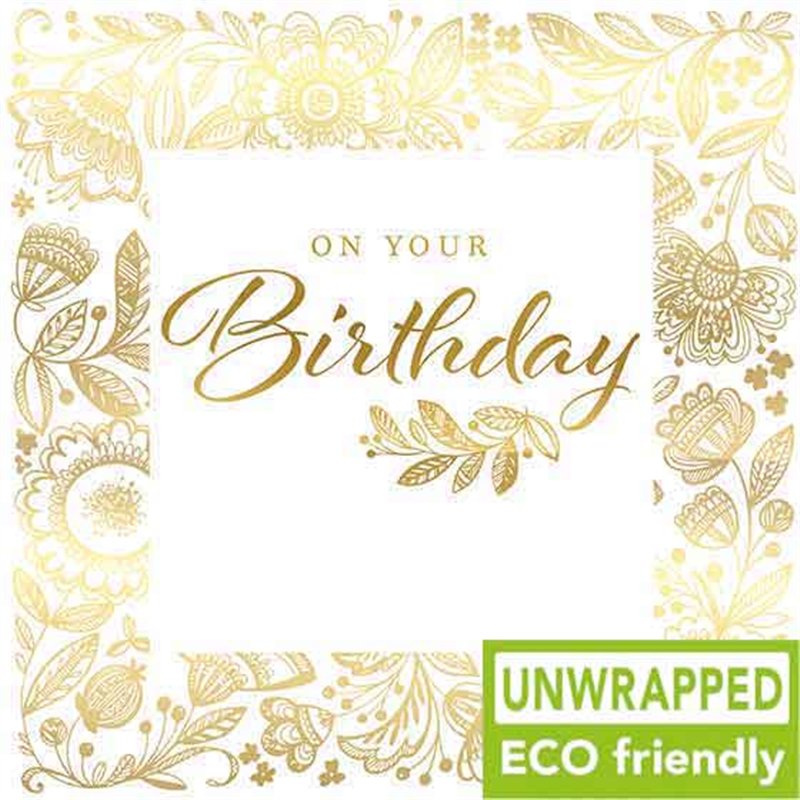 160mm SQ GOLD FLORAL OPEN BIRTHDAY ELITE 6S