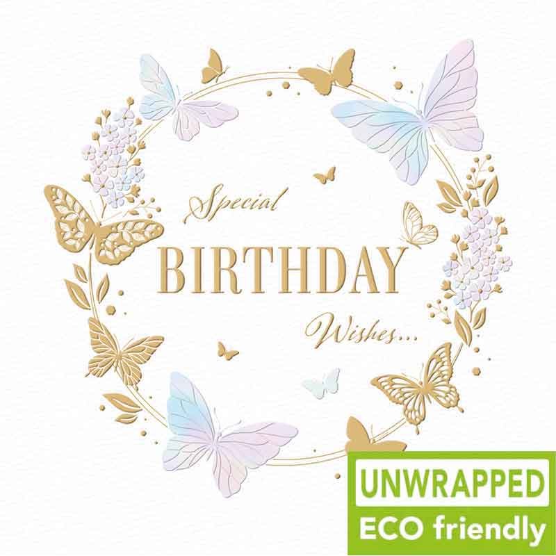 160mm SQ BUTTERFLY CIRCLE OPEN BIRTHDAY ELITE 6S