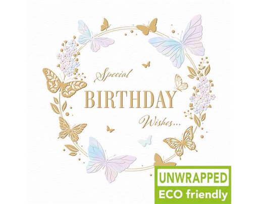 160mm SQ BUTTERFLY CIRCLE OPEN BIRTHDAY ELITE 6S