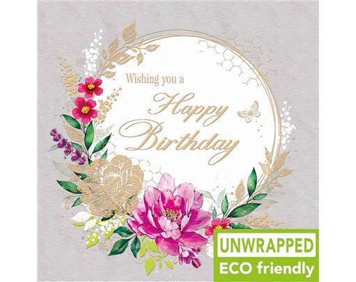 160mm SQ FLORAL WREATH OPEN BIRTHDAY ELITE 6S