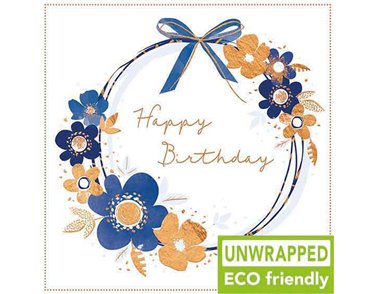 160mm SQ BLUE WREATH BIRTHDAY ELITE 6S