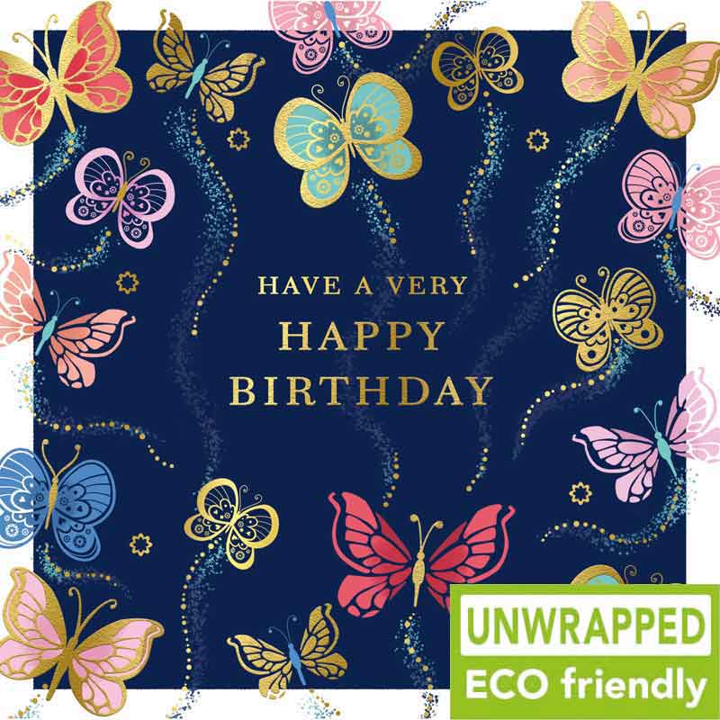 160mm SQ COLOURED BUTTERFLIES OPEN BIRTHDAY ELITE 6S
