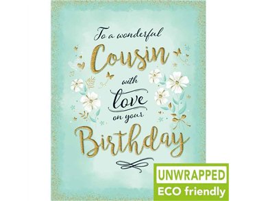 C50 FLOWERS ON AQUA FEMALE COUSIN BIRTHDAY GOLD DUST 6S