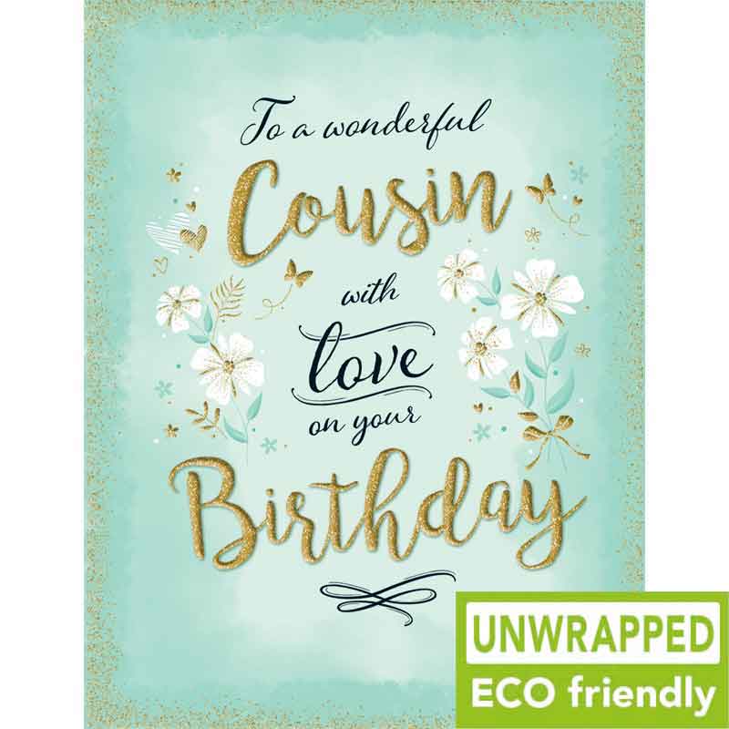 C50 FLOWERS ON AQUA FEMALE COUSIN BIRTHDAY GOLD DUST 6S