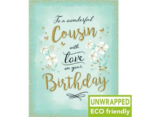 C50 FLOWERS ON AQUA FEMALE COUSIN BIRTHDAY GOLD DUST 6S