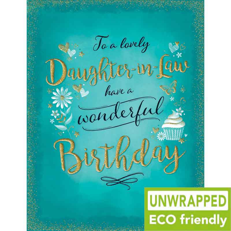 C50 CUPCAKE ON TEAL DAUGHTER IN LAW BIRTHDAY GOLD DUST 6S