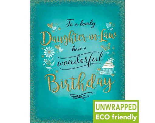 C50 CUPCAKE ON TEAL DAUGHTER IN LAW BIRTHDAY GOLD DUST 6S