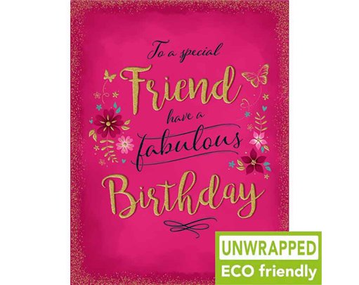 C50 FLOWERS ON DARK PINK FEMALE FRIEND BIRTHDAY GOLD DUST 6S
