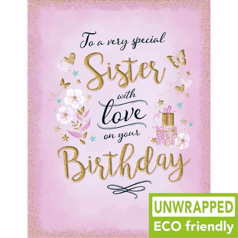 C50 FLOWER & GIFTS ON PINK SISTER BIRTHDAY GOLD DUST 6S