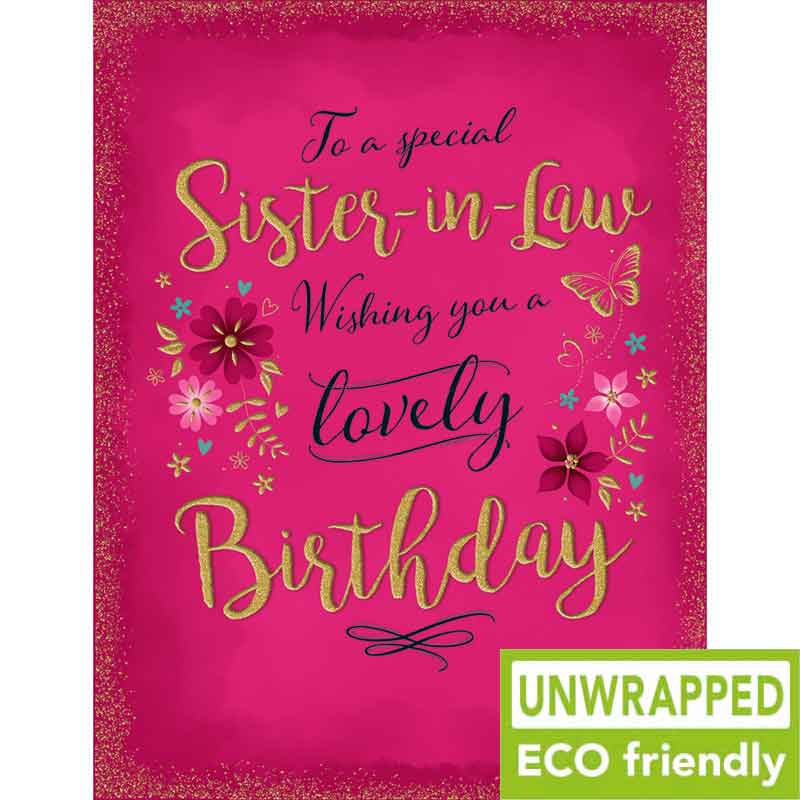 C50 FLOWERS ON DARK PINK SISTER IN LAW BIRTHDAY GOLD DUST 6S