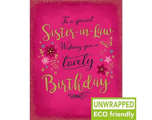 C50 FLOWERS ON DARK PINK SISTER IN LAW BIRTHDAY GOLD DUST 6S