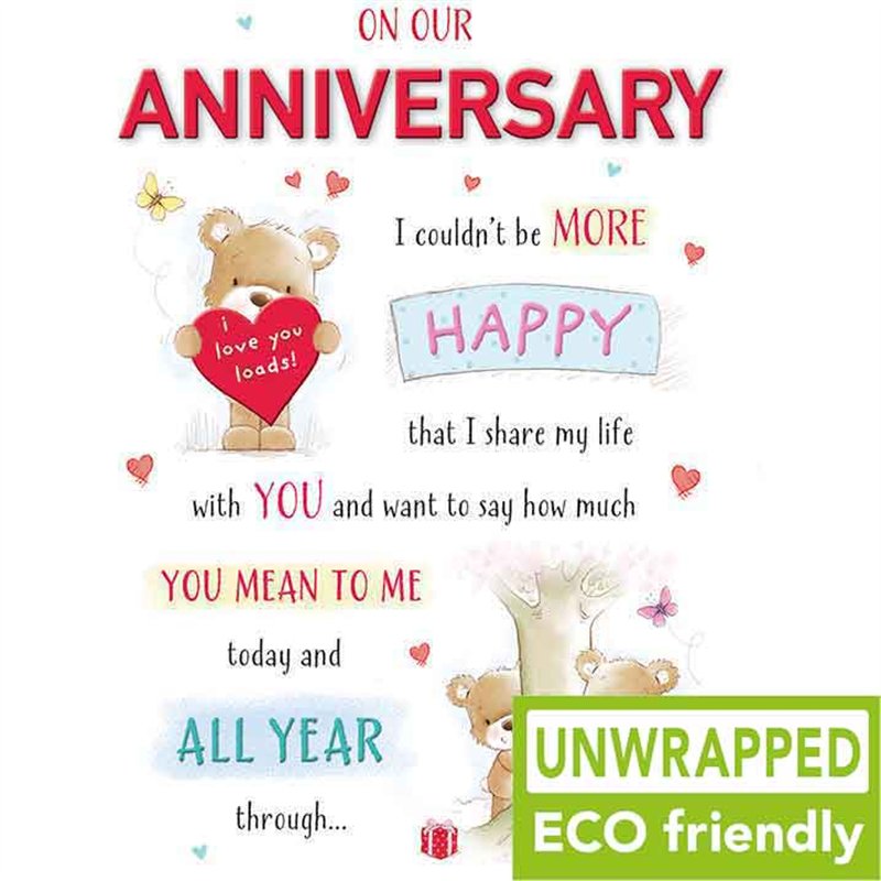C75 BEAR WITH HEART & TREE TRUNK ANNIVERSARY OUR HAPPY HUGS 6S