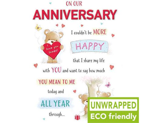 C75 BEAR WITH HEART & TREE TRUNK ANNIVERSARY OUR HAPPY HUGS 6S
