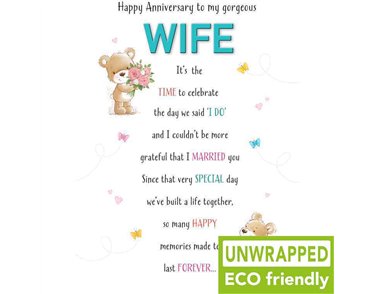 C75 BEAR WITH FLOWERS WIFE ANNIVERSARY HAPPY HUGS 6S
