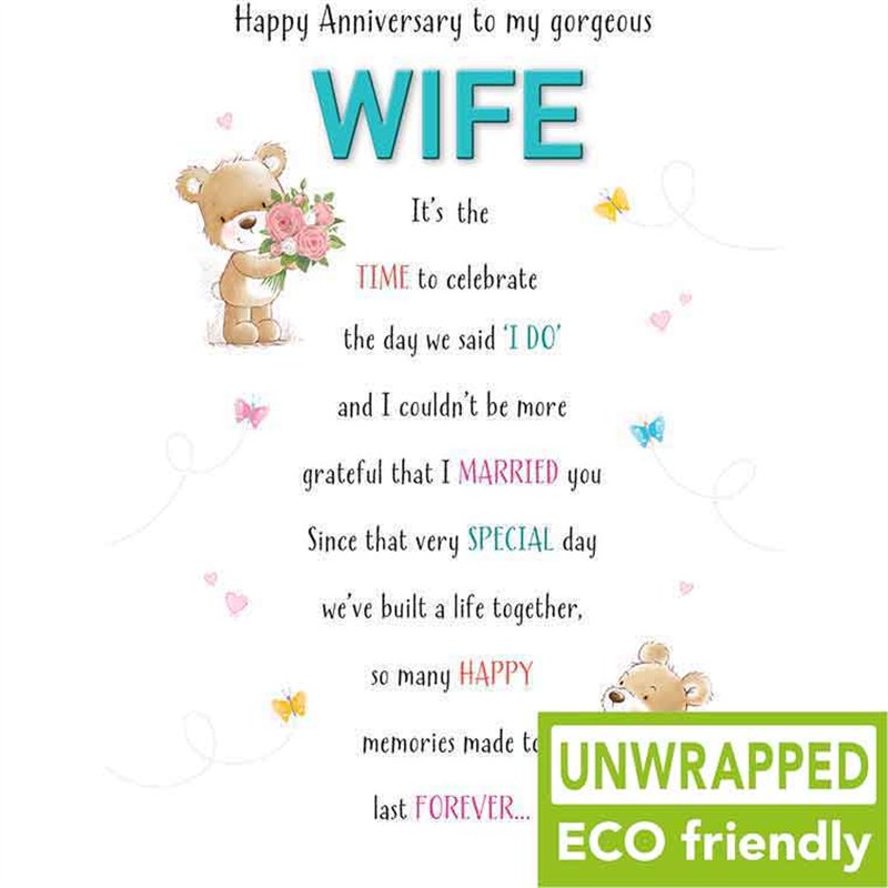 C75 BEAR WITH FLOWERS WIFE ANNIVERSARY HAPPY HUGS 6S