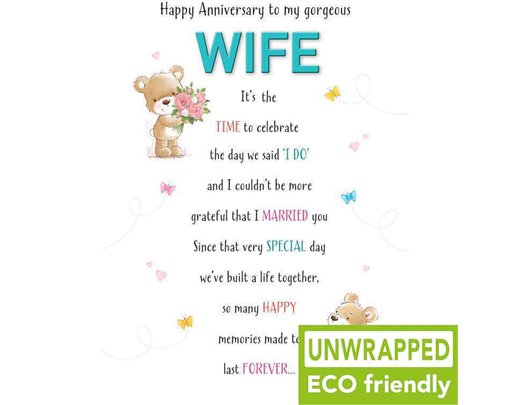 C75 BEAR WITH FLOWERS WIFE ANNIVERSARY HAPPY HUGS 6S