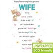 C75 BEAR WITH FLOWERS WIFE ANNIVERSARY HAPPY HUGS 6S