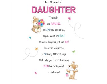 C75 BEAR WITH FLOWERS DAUGHTER BIRTHDAY HAPPY HUGS 6S