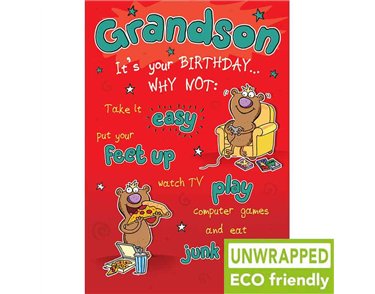 C75 TAKE IT EASY GRANDSON BIRTHDAY LAUGH OUT LOUD 6S