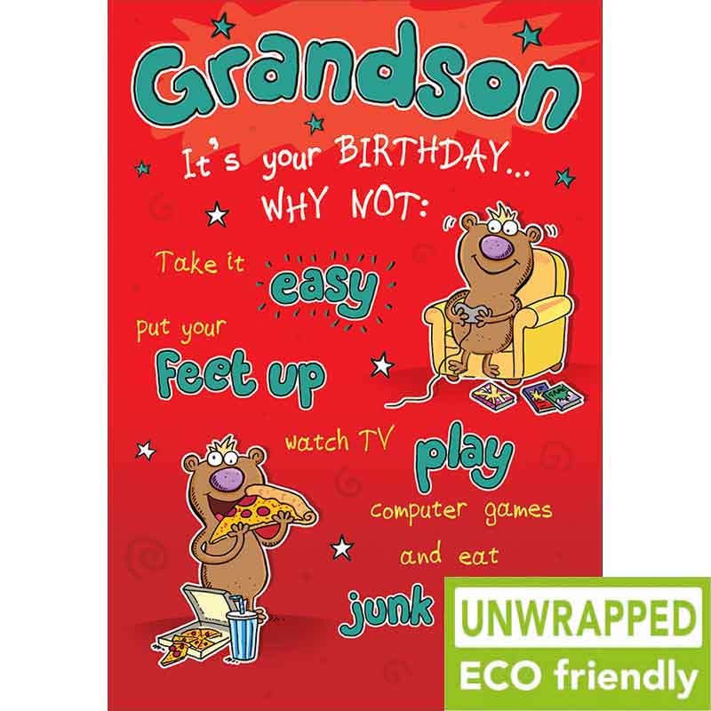C75 TAKE IT EASY GRANDSON BIRTHDAY LAUGH OUT LOUD 6S
