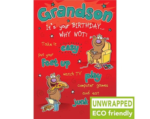 C75 TAKE IT EASY GRANDSON BIRTHDAY LAUGH OUT LOUD 6S
