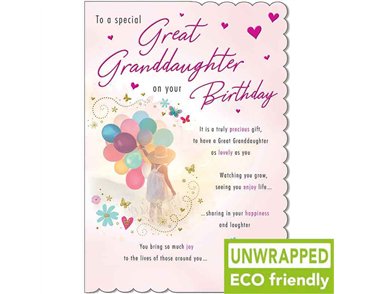 C75 GIRL & BALLOONS GREAT GRANDDAUGHTER BIRTHDAY WITH LOVE 6S